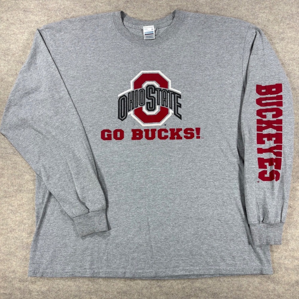 Perrin Ohio State Buckeyes Long Sleeve T-Shirt Gray Go Bucks Graphic Mens 2XL
